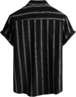 VATPAVE Mens Summer Striped Shirts Button Down Short Sleeve Vintage Beach Hawaiian Shirts with Pocket - Image 6