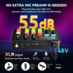 SINWE G1 Gaming Audio Mixer, RGB Audio Interface with Pro-preamp,Bluetooth, Streaming PC Mixer with XLR/48V Phantom Power for Live Streaming, Podcasting, Content Create, Gaming(Black) - Image 9