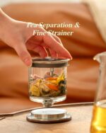 ZENS Magnetic Tea Pot, Enchanted Glass Teapot with Infuser and Magnetic Suction Lid for Mess-Free Loose Tea Diffusers, Walnut Wood Handle, Tea Lovers Gifts - Image 4