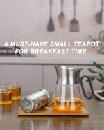 ZENS Design Glass Teapot with Infuser, 23 oz Small Loose Leaf Tea Steeper Pot with Stainless Steel Spout for Hot Tea Steeper, Oval Handle Clear Tea Pot with infusers for Loose Tea Lovers Gifts - Image 6