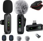 Wireless Lavalier Microphone for iPhone Android Plug-Play,2 Pack Mini Microphone Professional Noise Reduction Recording Clip Mic for Creator Vlog Creator (All iPhones & Androids (USB-C + Lightning)) - Image 2