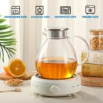 68OZ/2000ML One Touch Glass Teapot with Stainless Steel Filter Lid, Stovetop & Microwave Safe Tea Maker Water Kettle, Strainer & Cover 2 in 1 Loose Leaf Tea Steeper Pot Coffee Carafe - Image 7