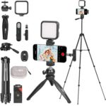 USKEYVISION Upgraded Vlogging Kit w/Wireless Lavalier Microphone,YouTube Kit for iPhone and Smartphone w/59” Retractable Tripod,Automatic Switch Phone Clamp,Content Creator Gear for TikTok(Vlog K5) - Image 2