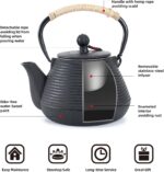 Cast Iron Teapot, 35oz Tea Kettle Stovetop Safe with Infuser for Loose Leaf, Japanese Tea Pot Coated with Enameled Interior, 1000ml Black - Image 5