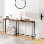 HOOBRO 70.9" Narrow Console Table with Charging Station, 5.9" Sofa Table with 2 Power Outlets and USB Ports, Long Entryway Tables Behind Couch Table, for Hallway, Living Room, Rustic Brown BF185UXG01 - Image 5
