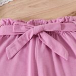 Toddler Kid Girl Clothes Casual Ruffle Sleeve Floral Printed Top Solid Pants with Belt 3PC Outfit Set - Image 7
