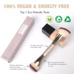 Dual-Ended Foundation Brush: Round & Angled Pro-Grade makeup brushes, 100% Vegan Synthetic Makeup Brush for Flawless Blending and Application of Liquid, Powder, Cream, Blush - Image 7