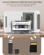 Cassette Player Recorder Converter,Record to Cassettes/USB/SD Card via Mic, Portable Cassette to MP3 Music via U Disk/SD Card or PC, Cassette Tape Player with Headphone Jack,Retractable Handle (White) - Image 4