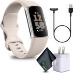 Fitbit Charge 6 Fitness Tracker Smartwatch with Heart Rate, GPS, Health Tools - Fit Bit Smart Watch for Men and Women - Porcelain/Silver Bundle with Cleaning Cloth and Charger - Image 2