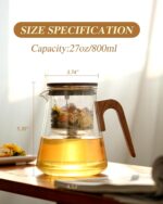 ZENS Magnetic Tea Pot, Enchanted Glass Teapot with Infuser and Magnetic Suction Lid for Mess-Free Loose Tea Diffusers, Walnut Wood Handle, Tea Lovers Gifts - Image 5