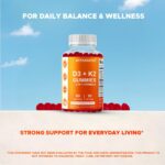 Vitamatic Vitamin D3 & K2 Gummies (2-Pack, 60 Count) Supports Healthy Bones, Heart Health, Calcium Absorption, and Immune Function Plant-Based, Non-GMO, Gluten-Free - Image 5