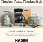 Haden Programmable Drip Coffee Maker, 12 Cup Cafe Machine & Carafe, Green/Chrome - Image 6
