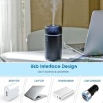 Car Diffuser Humidifier USB Aromatherapy Essential Oil Air Freshener USB Cool Mist Mini Portable Diffuser for Car Home Office Bedroom (Black) - Image 5