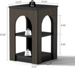 End Table with 3-Tier Storage, Mid-Century Modern Side Table with Arched Carving Lines, Square Fluted Nightstand Accent Table for Living Room, Bedroom, or Office (1, Black) - Image 3