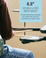 Donner Electric Drum Set, DED-70 Electronic Drum Kit for Beginner with 150 Sounds, 4 Quiet Mesh Pads, 9" Cymbals, USB MIDI, Type-C Charging, 2 Pedal, Throne, Headphones, Sticks, Melodics Lessons - Image 4
