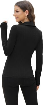 WIHOLL Womens Polo Shirts Long Sleeve Business Casual Tops Collared V Neck Ribbed Knit Sweater Slim Fit Blouses - Image 5