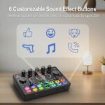 Podcast Equipment Bundle, Mixer with 48V XLR Condenser Microphone, TF card,5RGB,Surround Sound,Suitable for Streaming/TikTok/YouTube, Compatible with Mobile Phones, PC,Camera RS2 - Image 4