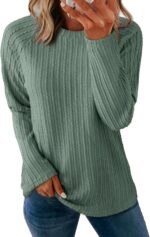 Dokotoo Womens Tops Long Sleeve Lightweight Shirts 2025 Fall Fashion Clothing Trendy Tops Crewneck Knit Basic Tee - Image 2