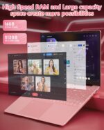 15.6" FHD Student Laptop Pink,16GB DDR4 RAM 512GB PCIe SSD,Portable Laptop Computer with Backlit Keyboard,180 ° Angle Opening,Fingerprint Reader,6000mAh Battery,Webcam,WiFi 5,BT 4.2,HDMI,USB 3.0 - Image 3