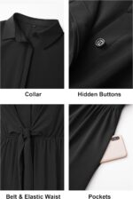 Newshows Womens Wear to Work Teacher Business Casual Outfits Long Dresses Tie Waist Shirt Dress Attire with Pockets - Image 8