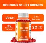 Vitamatic Vitamin D3 & K2 Gummies (2-Pack, 60 Count) Supports Healthy Bones, Heart Health, Calcium Absorption, and Immune Function Plant-Based, Non-GMO, Gluten-Free - Image 7