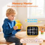 Rechargeable Tic Tac Toe Game Box with 5 Fun Brain Memory Games, Electronic Touchscreen Handheld Game, Portable Digital Puzzle Board Travel Toy, Gifts Choice for Kids and Adults(Yellow) - Image 8