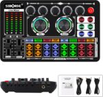 F999 Live Sound Card with DJ Mixer Effects & Voice Changer,Sound Card for Live Streaming, 16 Special Effects Ambient Sounds, LED Light Voice Changer(Black0) - Image 2