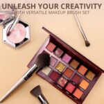 BEAKEY 12pcs Vegan Makeup Brush Set Soft high-density Taklon fibers,durable birch handles,zero shedding,easy to clean,perfect for creating any look - Image 6