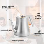 68OZ/2000ML Stainless Steel Teapot with Removable Infuser, Stovetop Safe Tea Maker Water Kettle for Loose Leaf & Tea Bags, Silver - Image 6