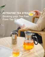 ZENS Design Glass Teapot with Infuser, 23 oz Small Loose Leaf Tea Steeper Pot with Stainless Steel Spout for Hot Tea Steeper, Oval Handle Clear Tea Pot with infusers for Loose Tea Lovers Gifts - Image 5
