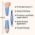 Alleyoop Multi-Tasker 4-in-1 Travel Makeup Brush Set – Compact Makeup Brushes with Blending Sponge, Eyeshadow, Eyebrow & Liner, Blush & Bronzer Brush – Mini Makeup Tools Kit for Women, Vegan - Image 3