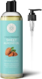 Pure Body Naturals Sweet Almond Oil for Hair and Skin, 100% Pure and Cold Pressed, Hexane Free, Skin Moisturizer, Nails, Therapeutic Massage, Carrier Oil 16 Fl. Ounce (Label Varies) - Image 2