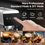 AMZCHEF Espresso Machines with LED Touch screen, Espresso Coffee machine Equip 20Bar Pressure System, Cappuccino Machine, Compact Latte Machine for Home Gifts,Silver - Image 5