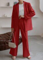 KIRUNDO Women Suits 2 Piece Set Business Casual Dressy Oversized Blazer Jacket and Wide Leg Dress Pantsuits Formal Outfits - Image 4