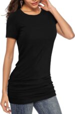 TORARY Women's 2025 Casual Long Sleeves Slim Fit Crew Neck Ruched Tunic Top T-Shirt Dress - Image 2