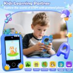 Kids Phone for Boys, Dinosaur Toy Phone Christmas Birthday Gifts for Boy Ages 3-10, Toddler Learning Phones with Touchscreen, 44 Game, Dual Camera, Music Player, 32GB Card & Dino Bag (Blue) - Image 5