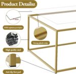 Glass Coffee Table, Small Square Coffee Table for Living Room,Simple Modern Center Tables for Small Spaces, Gold Living Room Tea Tables Easy Assembly,26 * 26in（Gold & Clear Glass） - Image 6