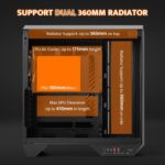 darkFlash Full-Tower ATX Gaming PC Case, Back Plug-in Motherboard, Dual-Chamber, Panoramic Glass, Up to 2 x 360mm Radiators, RTX 40 Compatible(DY470) (4 PWM ARGB Fans, Black) - Image 8