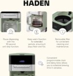 Haden Programmable Drip Coffee Maker, 12 Cup Cafe Machine & Carafe, Green/Chrome - Image 4