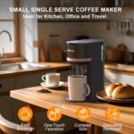 Small Single Serve Coffee Maker for K Cup and Grounds, Fast Brew One Cup Coffee Machine with 12 Oz Reservoir, Compact Size for Home Office RV and Travel, Black - Image 8