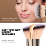 Dual-Ended Foundation Brush: Round & Angled Pro-Grade makeup brushes, 100% Vegan Synthetic Makeup Brush for Flawless Blending and Application of Liquid, Powder, Cream, Blush - Image 5