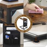 AMHANCIBLE C Shaped End Table with Charging Station, TV Tray Set of 2, Couch Tables with Storage Bag, Slide Under Sofa Side Table with USB Ports and Outlets for Living Room, Rustic Brown HET04CBR - Image 8