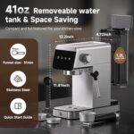 AMZCHEF Espresso Machines with LED Touch screen, Espresso Coffee machine Equip 20Bar Pressure System, Cappuccino Machine, Compact Latte Machine for Home Gifts,Silver - Image 6