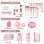 MAANGE Makeup Brush Set 51 PCS Professional Makeup Brushes for Foundation Powder Concealers Eye shadows Blending Blush Travel Make up Brush Kit (Pink) - Image 5