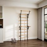 DHT Wood Stall Bar, Swedish Ladder Suspension Trainer with 9 Strategic Rods, for Home, Gym, School and Clinics, Black - Image 7