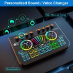 Gaming Audio Mixer Sound Board Mixer w USB Audio Interface Voice Changer, All-in-One Podcast Live Sound Card for Streaming w Soundboard Customizable Soundpads for PC Smartphone Recording Broadcasting - Image 8