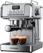 SHARDOR 20-Bar Espresso Machine for Home Barista, Built-In Steam Wand for Latte & Cappuccino, Stainless Steel Coffee Maker with Temp Display, 1350W, 60oz Water Reservoir - Image 2