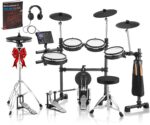 AKLOT Expanded-Size Electric Drum Set: Independent Double Pedal Bass Drum and 10’’ Dual-Zone Snare, Two-Piece Standalone Hi-Hat, 12’’ Triple-Zone Ride Cymbal, 460 Sounds, USB MIDI (B-CORE541D) - Image 2