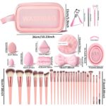 70Pcs Pink Makeup Brushes Set Professional Makeup Kit Multi-functional Makeup Tool Set with Case Facial Makeup Accessories, Foundation Makeup Brush Kit Eye and Face Make up Brushes & Tools - Image 5