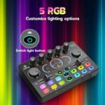 Podcast Equipment Bundle, Mixer with 48V XLR Condenser Microphone, TF card,5RGB,Surround Sound,Suitable for Streaming/TikTok/YouTube, Compatible with Mobile Phones, PC,Camera RS2 - Image 9